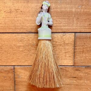 VTG 1920s Antique Art Deco German Porcelain Half Doll Whisk Broom Crumb Brush